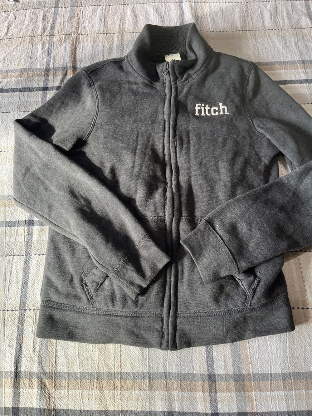 abercrombie kids Charcoal Gray Full-Zip Jacket with 'fitch' Logo